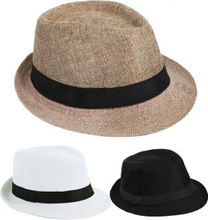 1920s Men Fedora Hat Accessories 20s Men Gangster costume Accessories Short Brim Summer Beach Hat