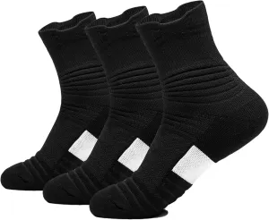 3 Pack Compression Basketball Socks Performance Cushioned Athletic Crew Socks Sports Running Cycling Socks