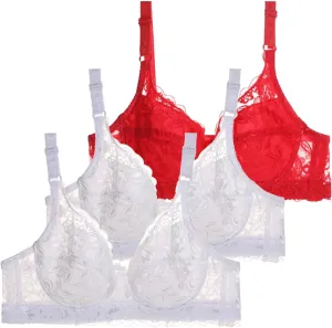 3 Pcs Bras for Women Wireless Full Coverage T Shirt Bra No Underwire V Neck Lace Lift Bralette Comfort Seamless Bra