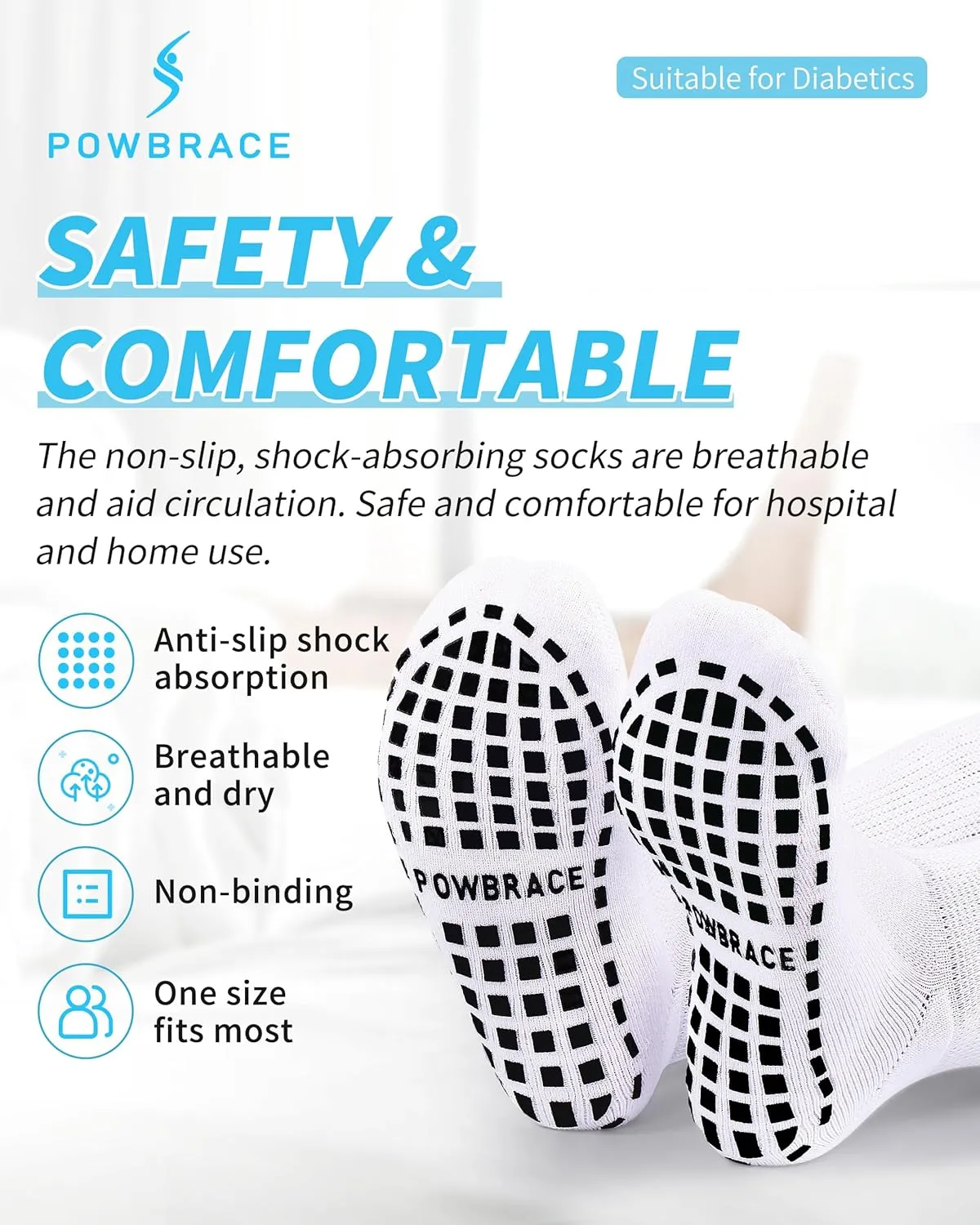 4 Pairs Super Width Socks for Swollen Feet,Diabetic Socks for Men Women Plus Size,Hospital Non Slip Socks,Lymphedema,Edema Cast Socks,Bariatric Socks
