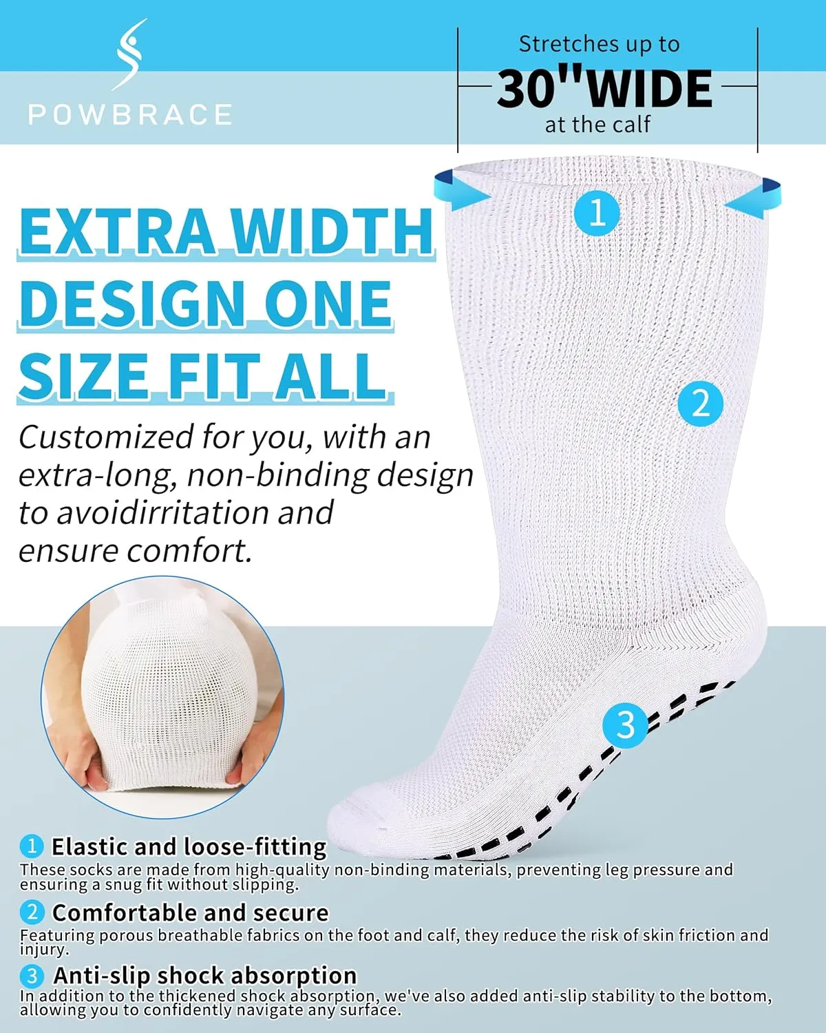 4 Pairs Super Width Socks for Swollen Feet,Diabetic Socks for Men Women Plus Size,Hospital Non Slip Socks,Lymphedema,Edema Cast Socks,Bariatric Socks
