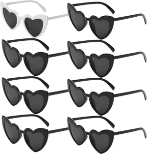8Pcs Heart Sunglasses for Women, Vintage Heart Shaped Sunglasses, Bachelorette Gifts for Bride Party Accessories