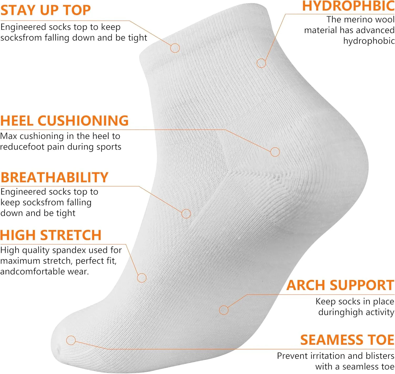 90% Merino Wool Low Cut Athletic Ultra-Light Running Ankle Socks, Tennis Golf Socks for Women & Men