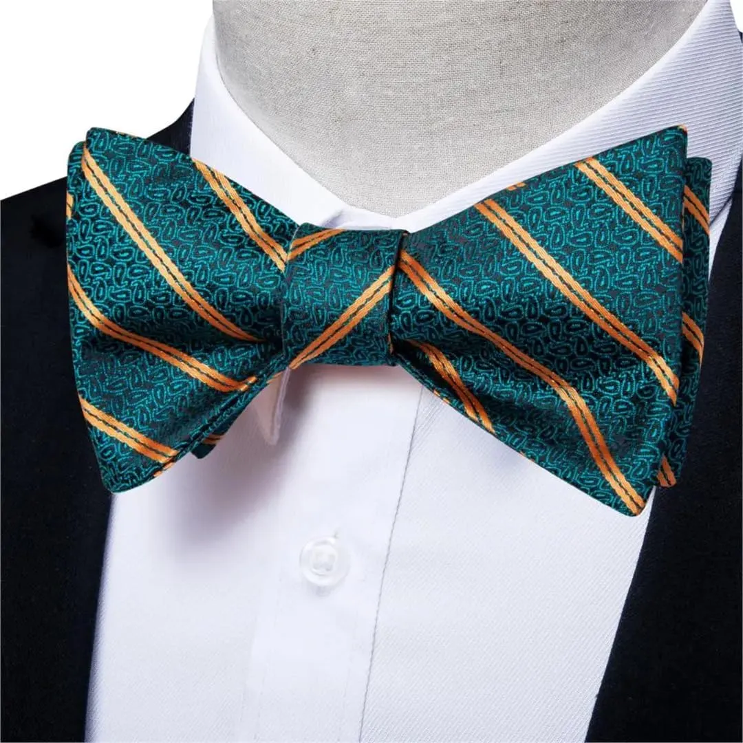Adjustable Bowties Self Bow Tie Men's Silk Men Wedding Party Bow Ties Hanky Cufflinks Set