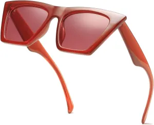 AISSWZBEER Retro Square Cat Eye Sunglasses for Women Fashion Trendy Style UV400 Protection