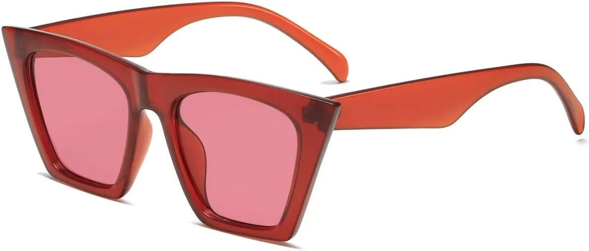 AISSWZBEER Retro Square Cat Eye Sunglasses for Women Fashion Trendy Style UV400 Protection