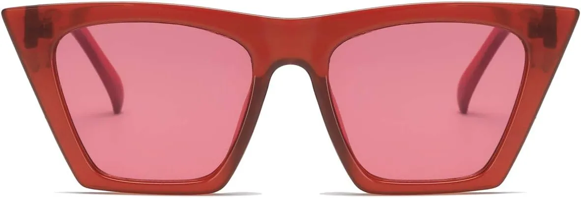 AISSWZBEER Retro Square Cat Eye Sunglasses for Women Fashion Trendy Style UV400 Protection