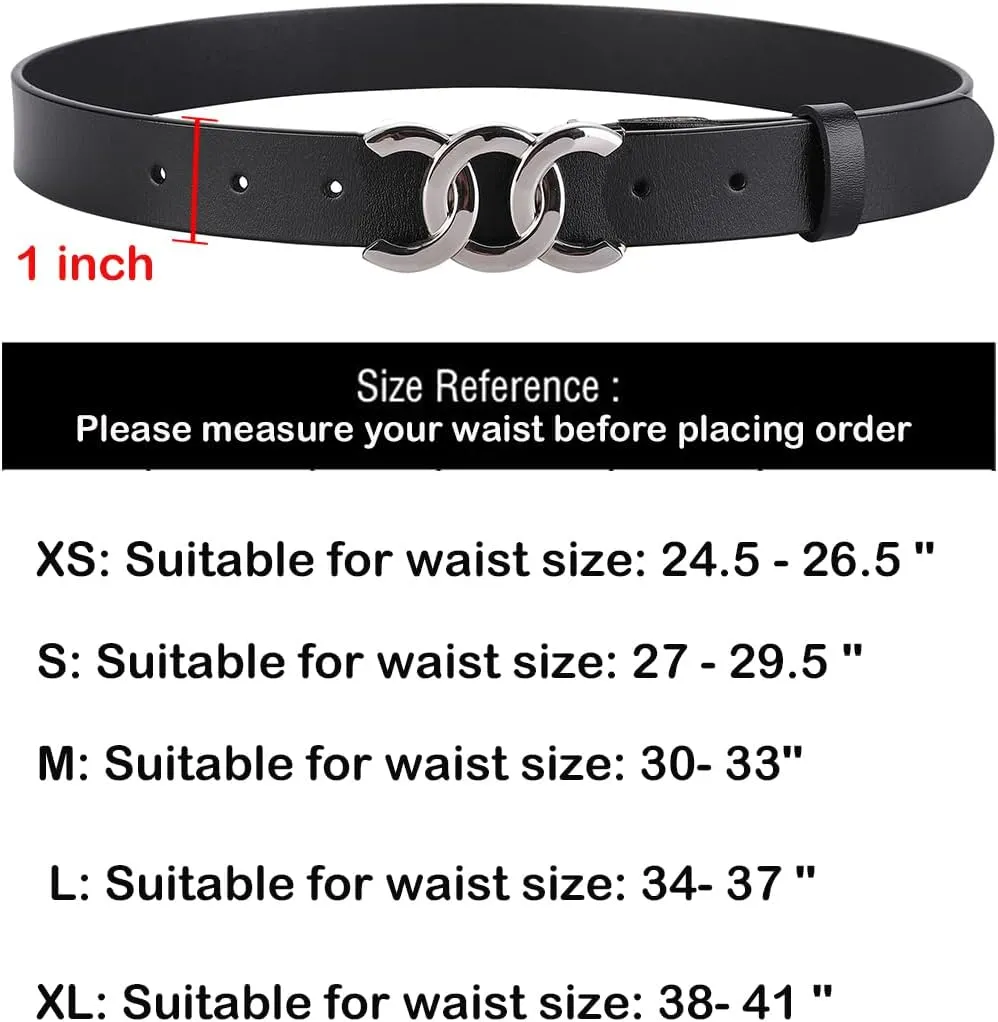 ALAIX Women's Belt Gold/Silver Buckle Belt Black leather belt Fashion Dress Pants Jeans belts for women