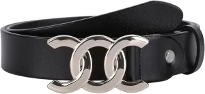 ALAIX Women's Belt Gold/Silver Buckle Belt Black leather belt Fashion Dress Pants Jeans belts for women
