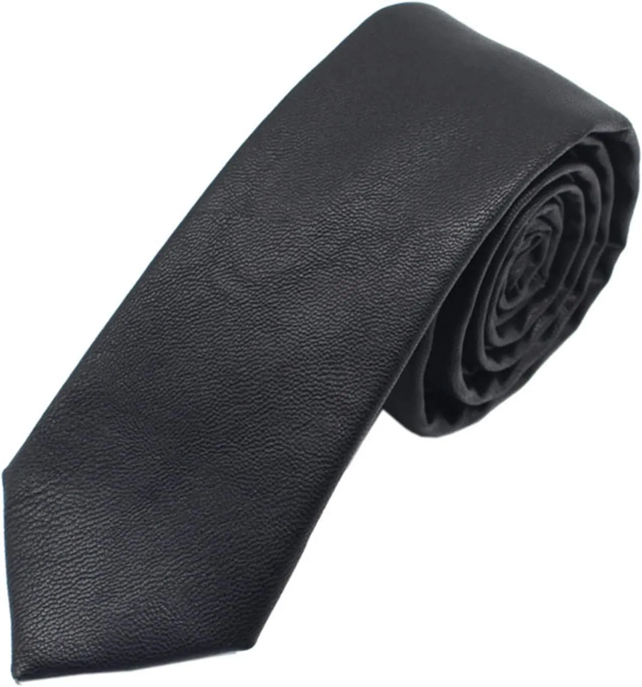 Andongnywell PU Leather Tie Men's Classic Solid Color Tie Slim Tie Skinny Ties Neckties for Party Wedding Dance