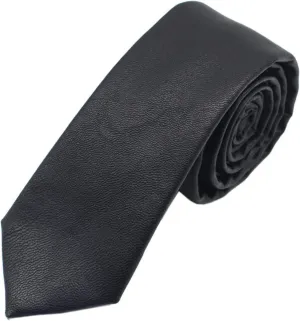Andongnywell PU Leather Tie Men's Classic Solid Color Tie Slim Tie Skinny Ties Neckties for Party Wedding Dance