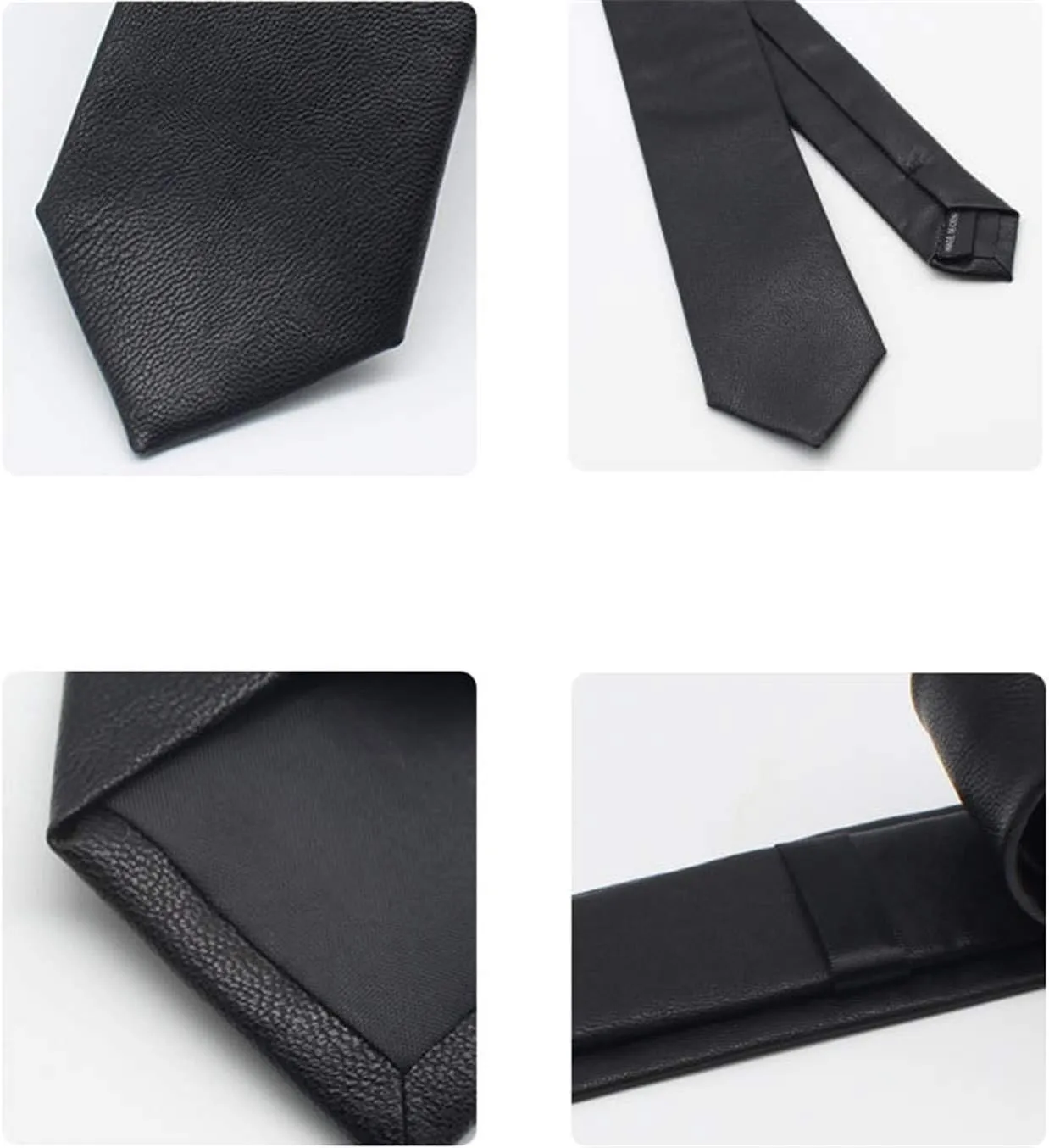 Andongnywell PU Leather Tie Men's Classic Solid Color Tie Slim Tie Skinny Ties Neckties for Party Wedding Dance