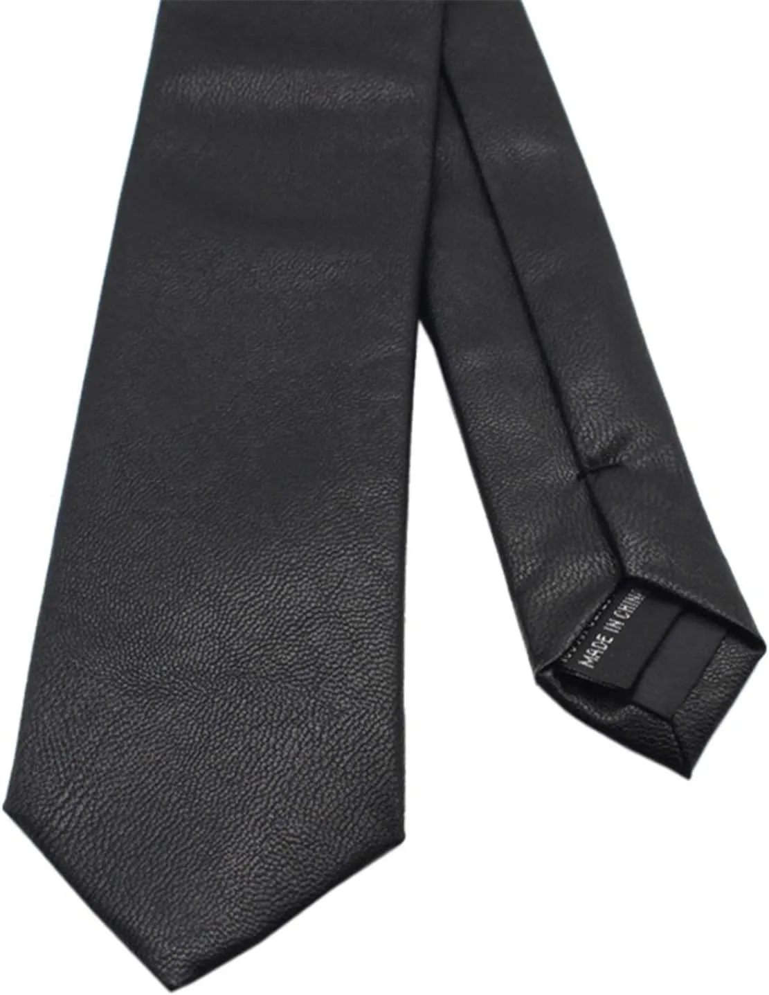 Andongnywell PU Leather Tie Men's Classic Solid Color Tie Slim Tie Skinny Ties Neckties for Party Wedding Dance