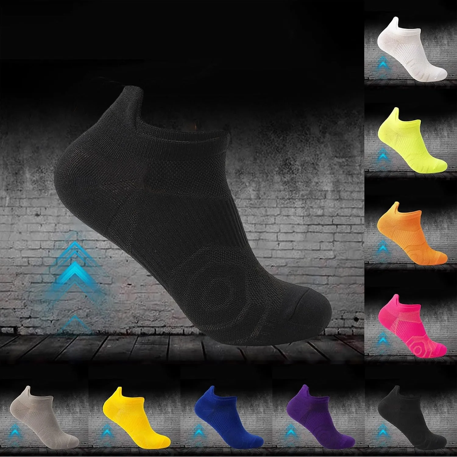 Ankle Socks Men Women Athletic Running Socks Low Cut Cushioned Moisture Wicking Sports Socks with Arch Compression