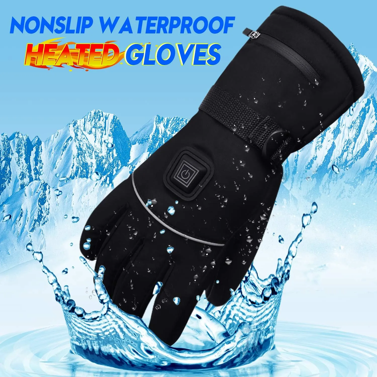 Autocastle 7.4V Rechargeable Electric Heated Gloves - Winter Warm Touchscreen Hand Warmers for Men Women - Waterproof Battery-Powered Hot Gloves for Outdoor Camping, Cycling, Skiing, Hiking