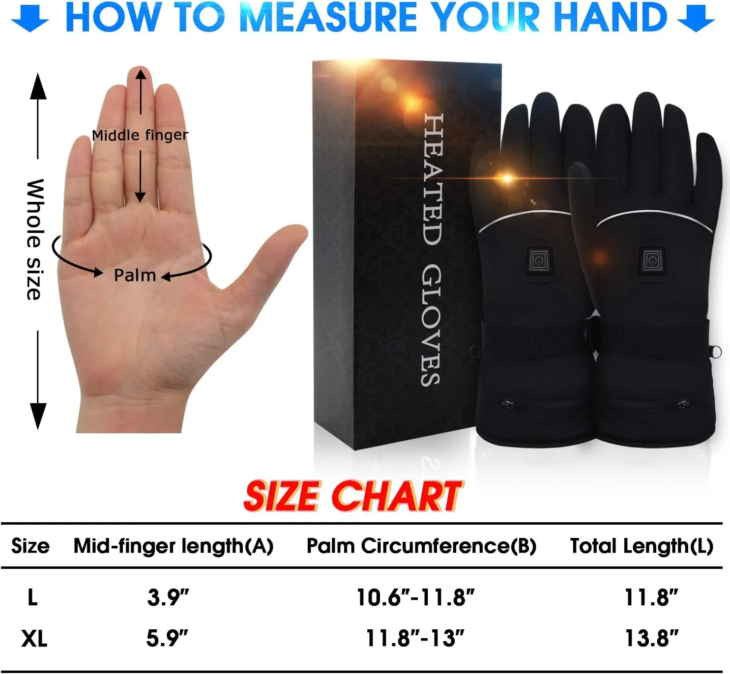 Autocastle 7.4V Rechargeable Electric Heated Gloves - Winter Warm Touchscreen Hand Warmers for Men Women - Waterproof Battery-Powered Hot Gloves for Outdoor Camping, Cycling, Skiing, Hiking