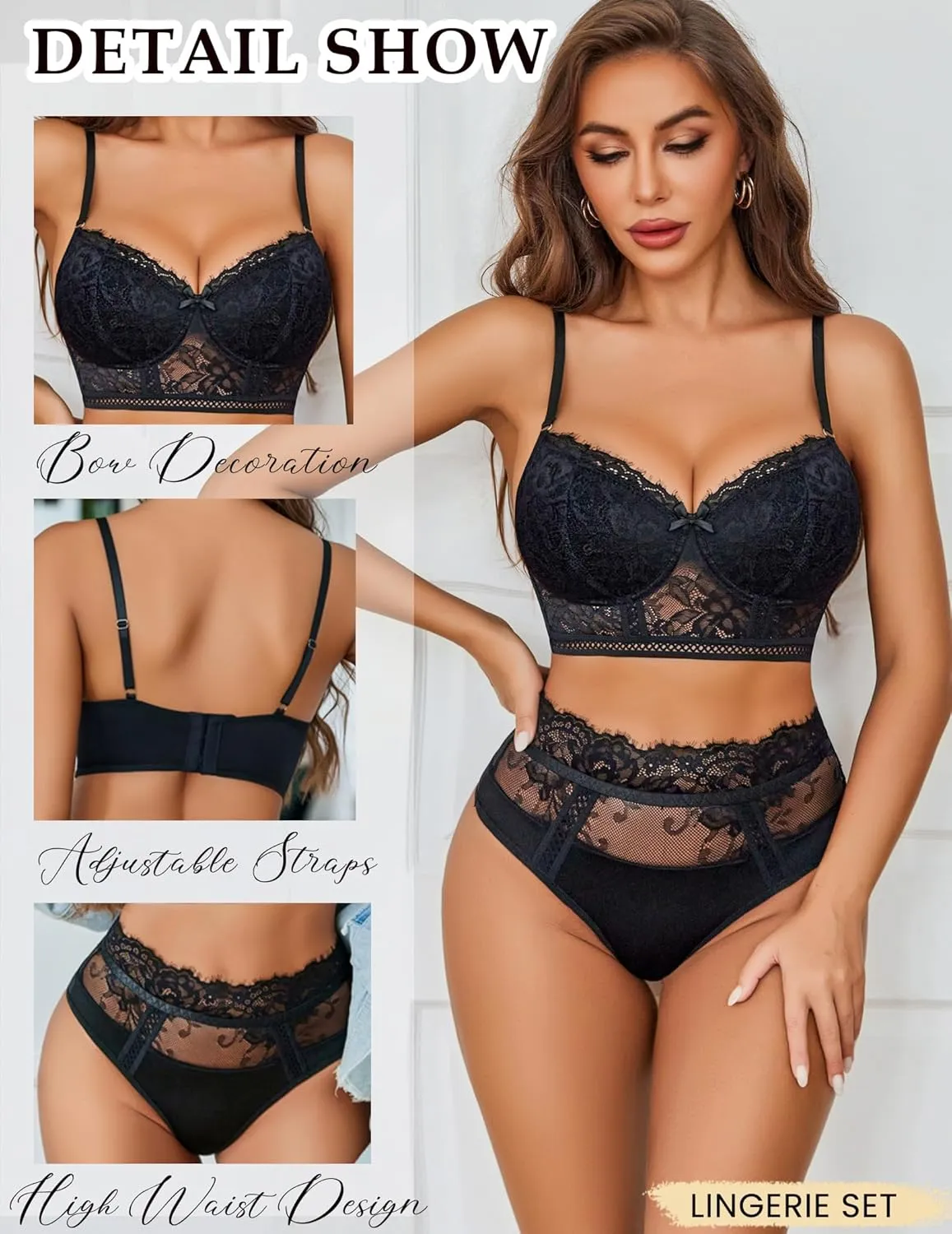 Avidlove Lingerie Sets for Women Bra and High Waist Panty Set 2 Piece Lace Babydoll Outfits S-XXL