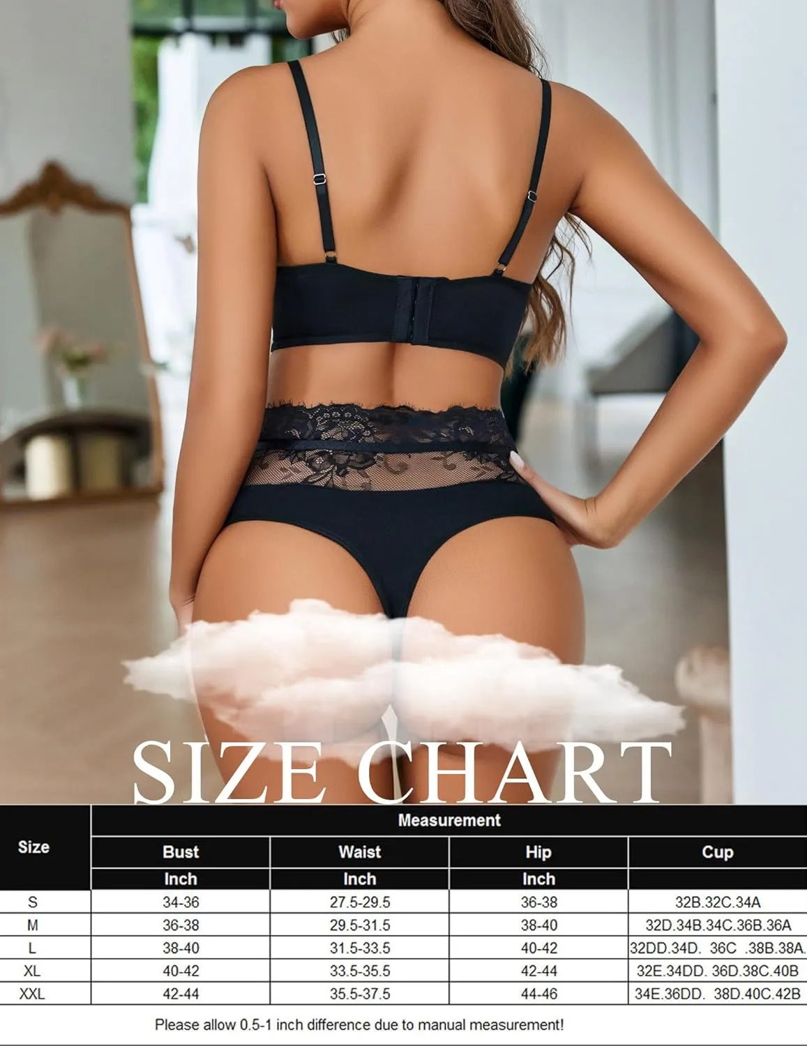 Avidlove Lingerie Sets for Women Bra and High Waist Panty Set 2 Piece Lace Babydoll Outfits S-XXL