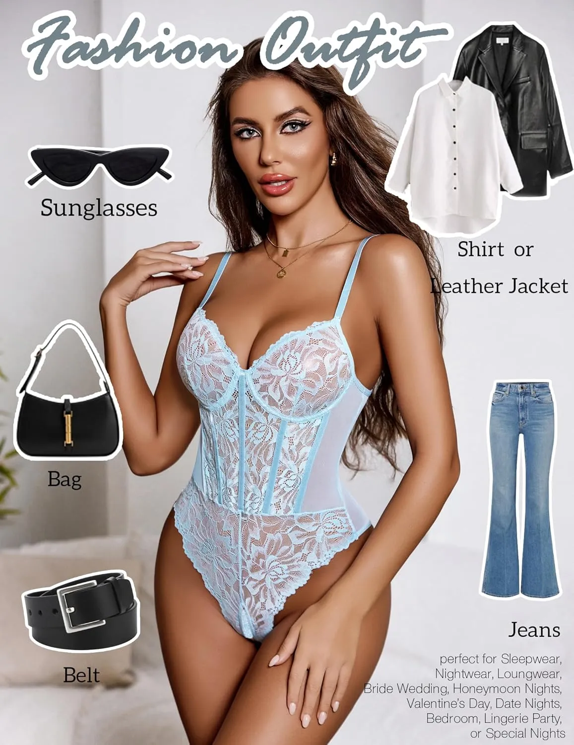 Avidlove Sexy Lingerie Lace Harness Lingerie Bodysuit One Piece Teddy Mini Babydoll