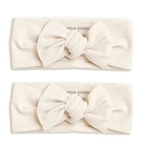 Baby Girl Bows, 100% Organic Cotton Clothes, Hair Accessories for Newborn Girls, Super-Soft Headband, Set of 2