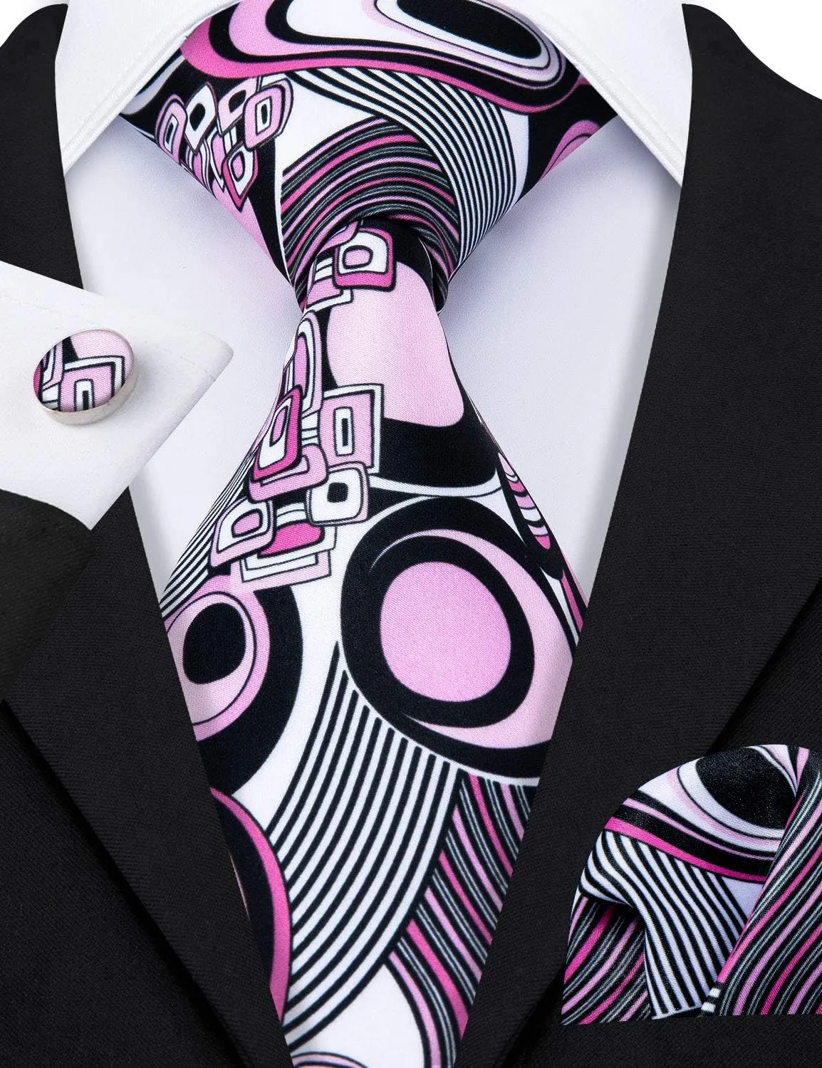 Barry.Wang Men Tie Classic Silk Gift Necktie With Tie Clip Jacquard Woven Neck Ties 6PCS Formal Wedding