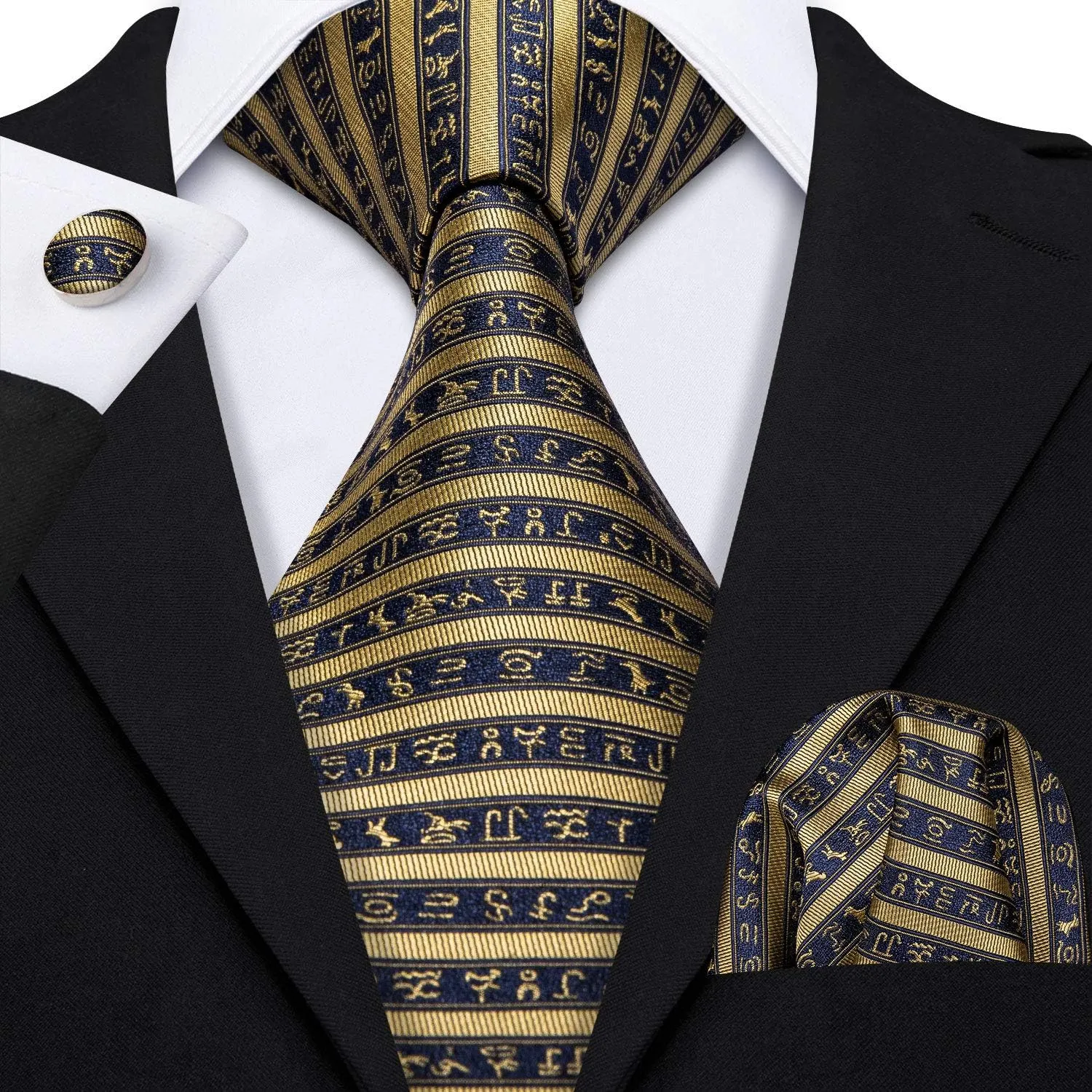 Barry.Wang Men Tie Classic Silk Gift Necktie With Tie Clip Jacquard Woven Neck Ties 6PCS Formal Wedding