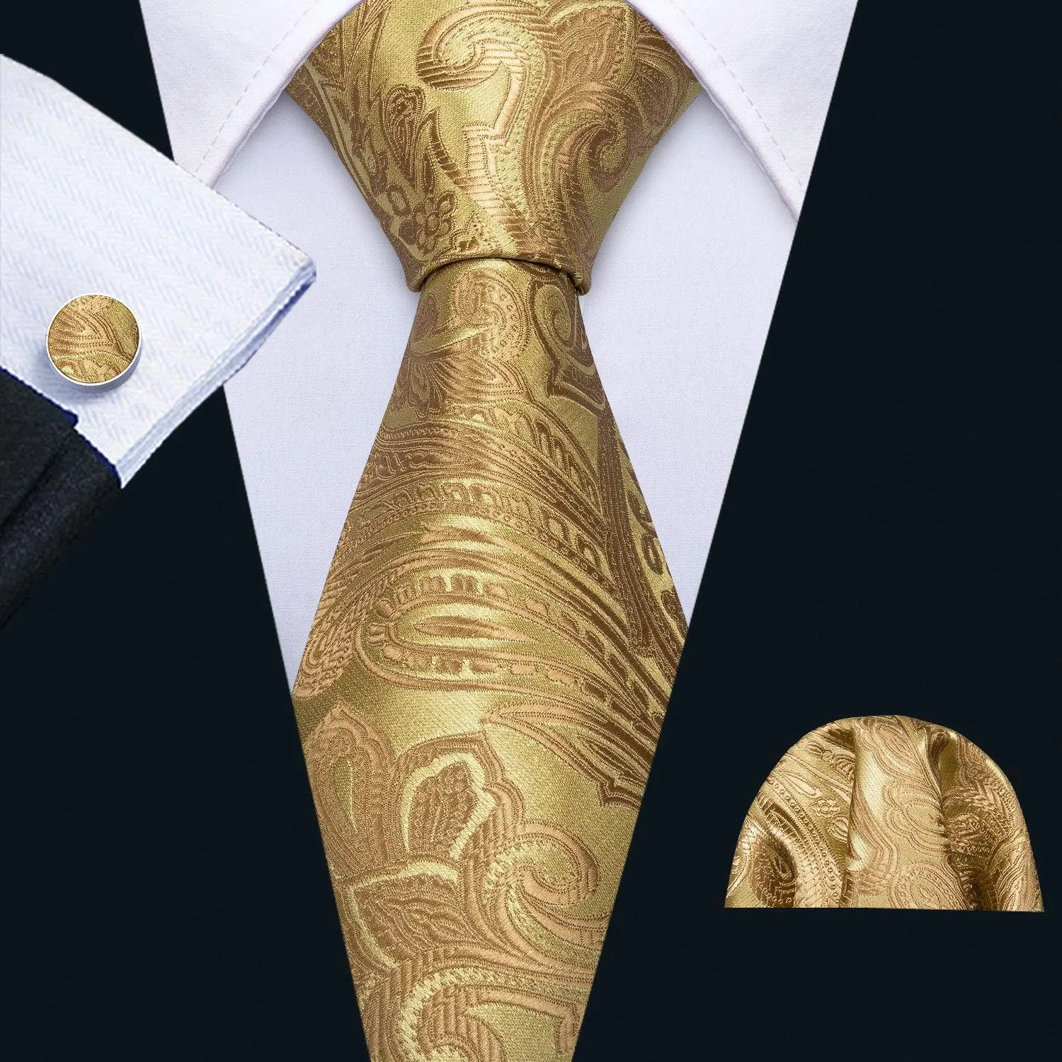 Barry.Wang Men Tie Classic Silk Gift Necktie With Tie Clip Jacquard Woven Neck Ties 6PCS Formal Wedding