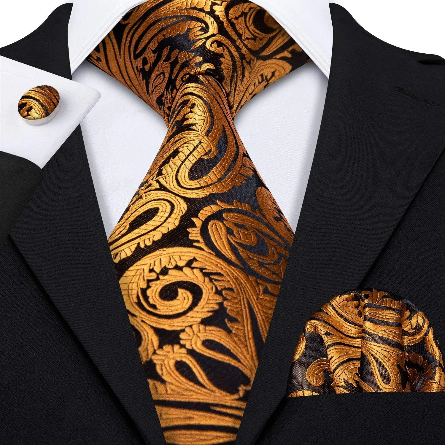 Barry.Wang Men Tie Classic Silk Gift Necktie With Tie Clip Jacquard Woven Neck Ties 6PCS Formal Wedding