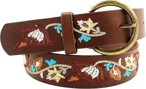 Beautiful Nomad Belts for Women Western Fashion Boho Embroidery PU Leather Belt for Jeans Dress