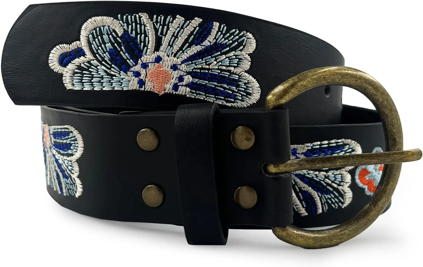 Beautiful Nomad Belts for Women Western Fashion Boho Embroidery PU Leather Belt for Jeans Dress