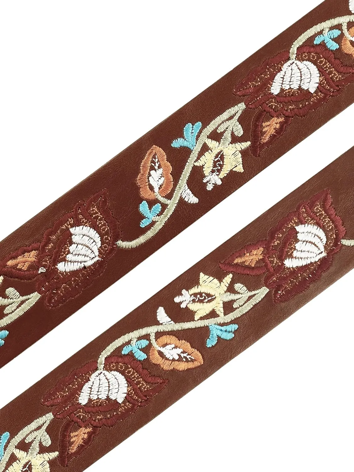 Beautiful Nomad Belts for Women Western Fashion Boho Embroidery PU Leather Belt for Jeans Dress
