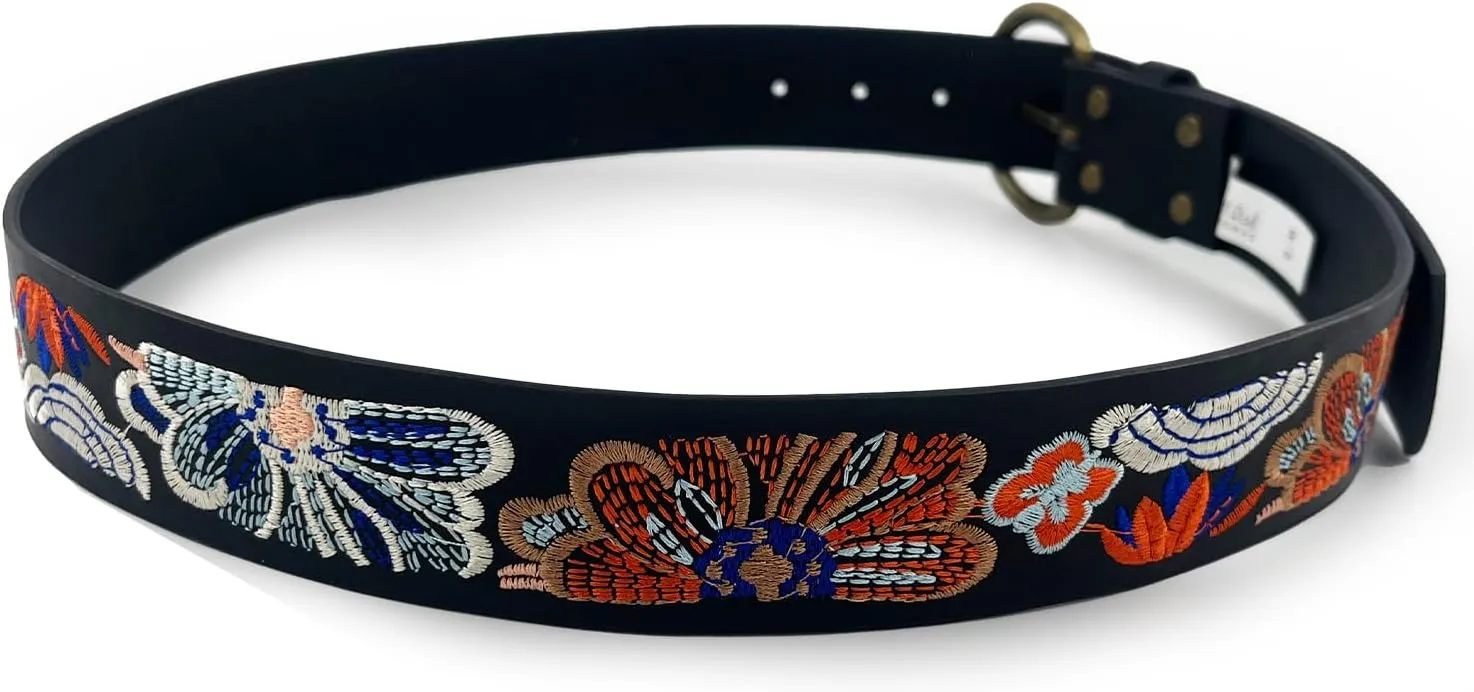 Beautiful Nomad Belts for Women Western Fashion Boho Embroidery PU Leather Belt for Jeans Dress