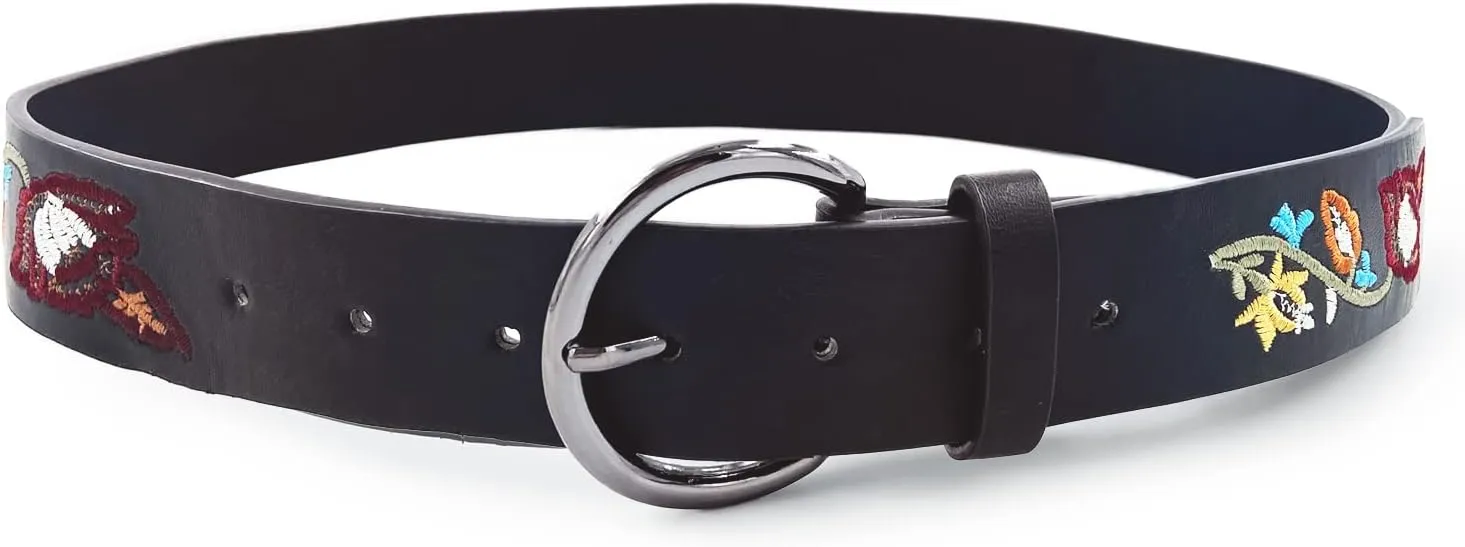 Beautiful Nomad Belts for Women Western Fashion Boho Embroidery PU Leather Belt for Jeans Dress