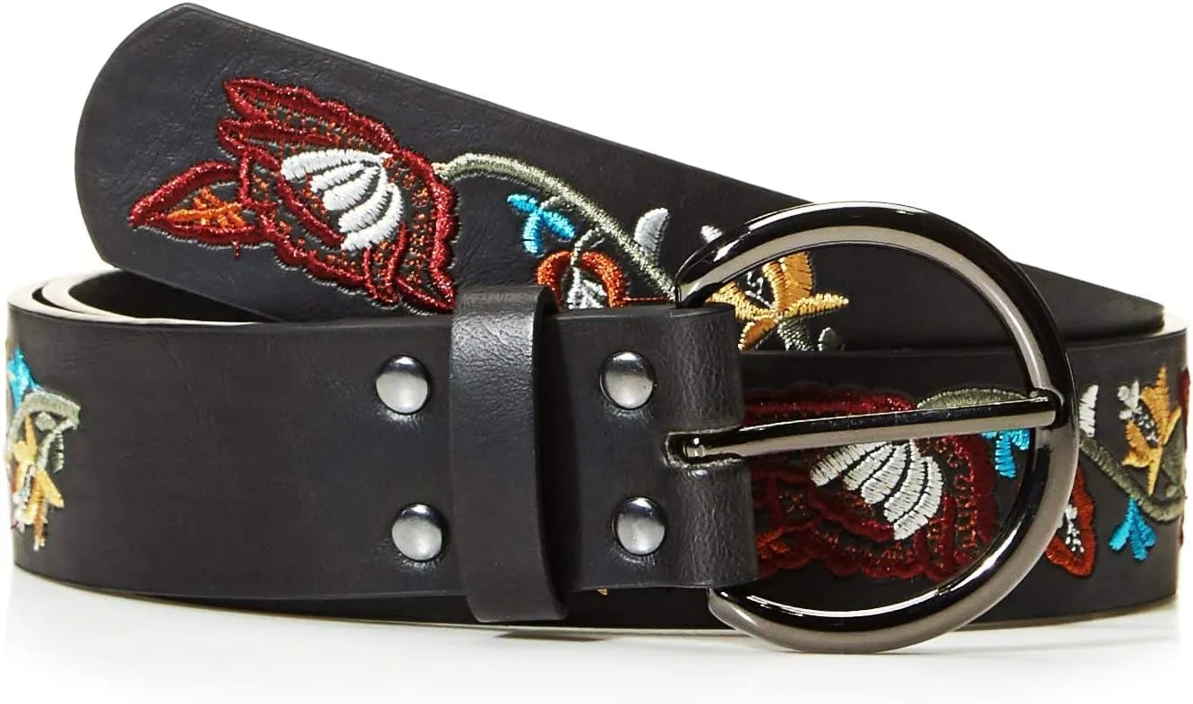 Beautiful Nomad Belts for Women Western Fashion Boho Embroidery PU Leather Belt for Jeans Dress