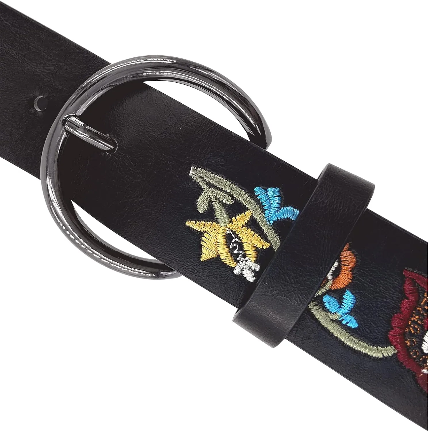 Beautiful Nomad Belts for Women Western Fashion Boho Embroidery PU Leather Belt for Jeans Dress
