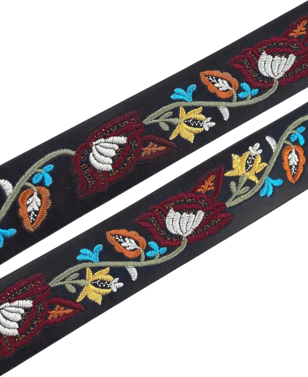 Beautiful Nomad Belts for Women Western Fashion Boho Embroidery PU Leather Belt for Jeans Dress