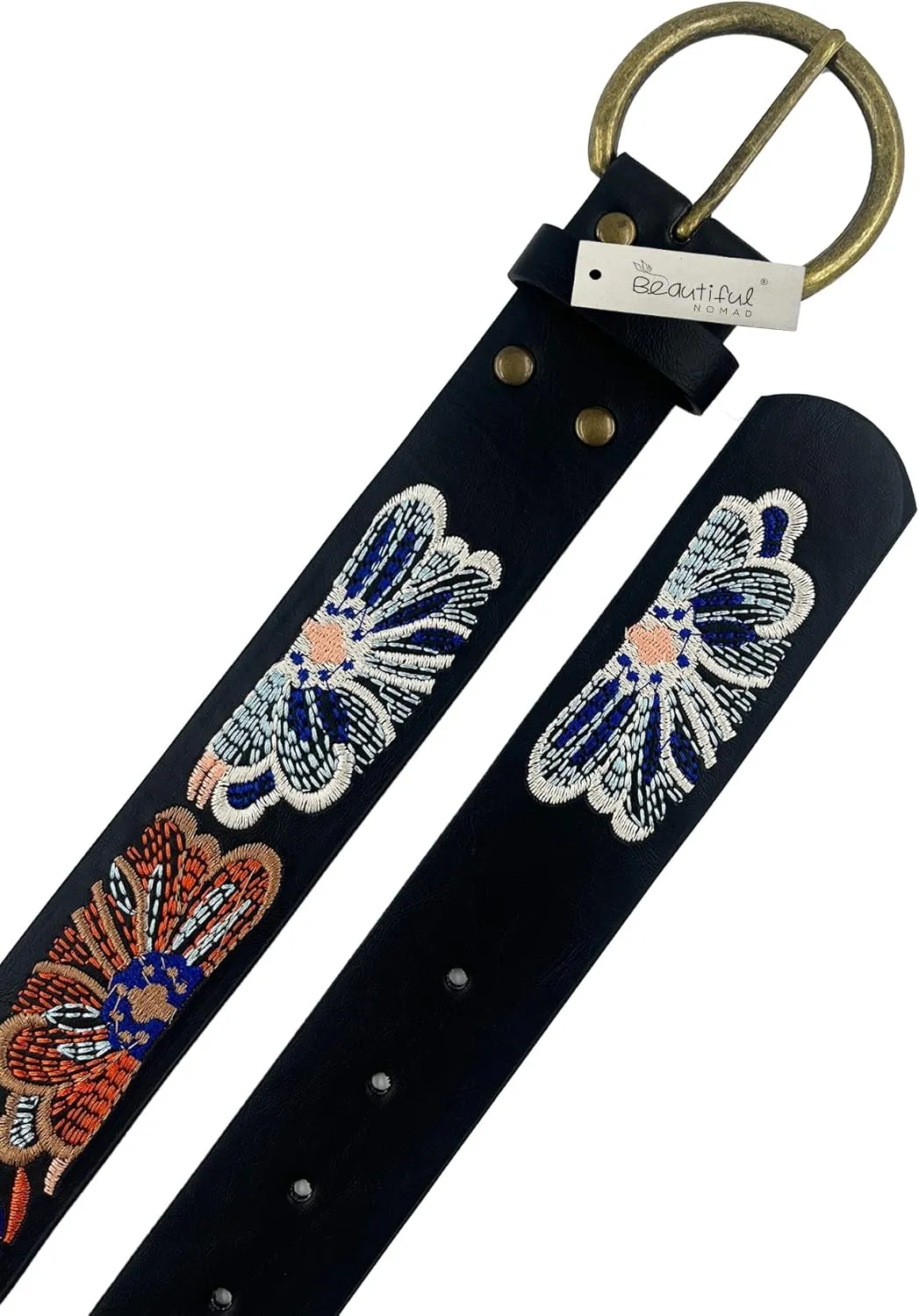 Beautiful Nomad Belts for Women Western Fashion Boho Embroidery PU Leather Belt for Jeans Dress
