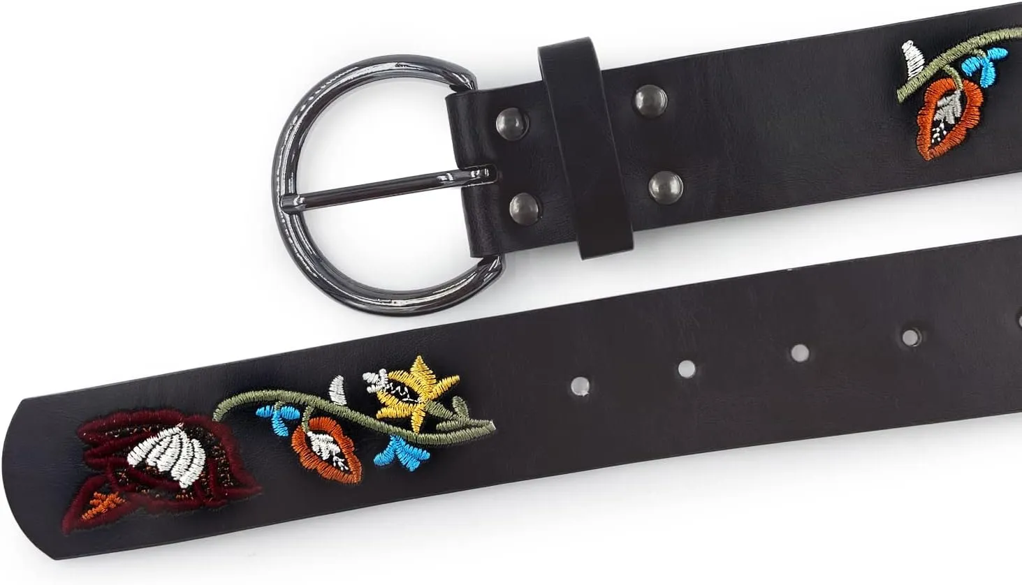 Beautiful Nomad Belts for Women Western Fashion Boho Embroidery PU Leather Belt for Jeans Dress