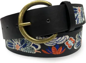 Beautiful Nomad Belts for Women Western Fashion Boho Embroidery PU Leather Belt for Jeans Dress
