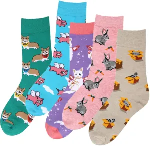 Benefeet Sox Cute Cotton Socks for Women and Girls Fun Cool Patterned Athletic Crew Socks Novelty Casual Dress Sock