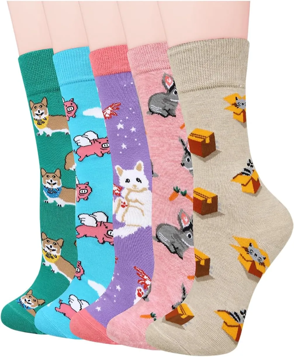 Benefeet Sox Cute Cotton Socks for Women and Girls Fun Cool Patterned Athletic Crew Socks Novelty Casual Dress Sock