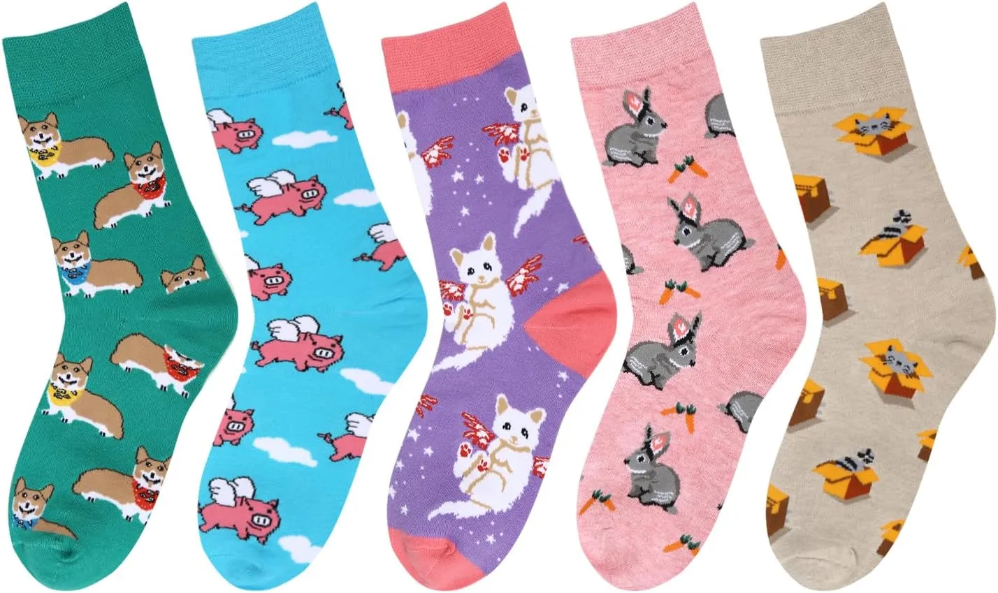 Benefeet Sox Cute Cotton Socks for Women and Girls Fun Cool Patterned Athletic Crew Socks Novelty Casual Dress Sock