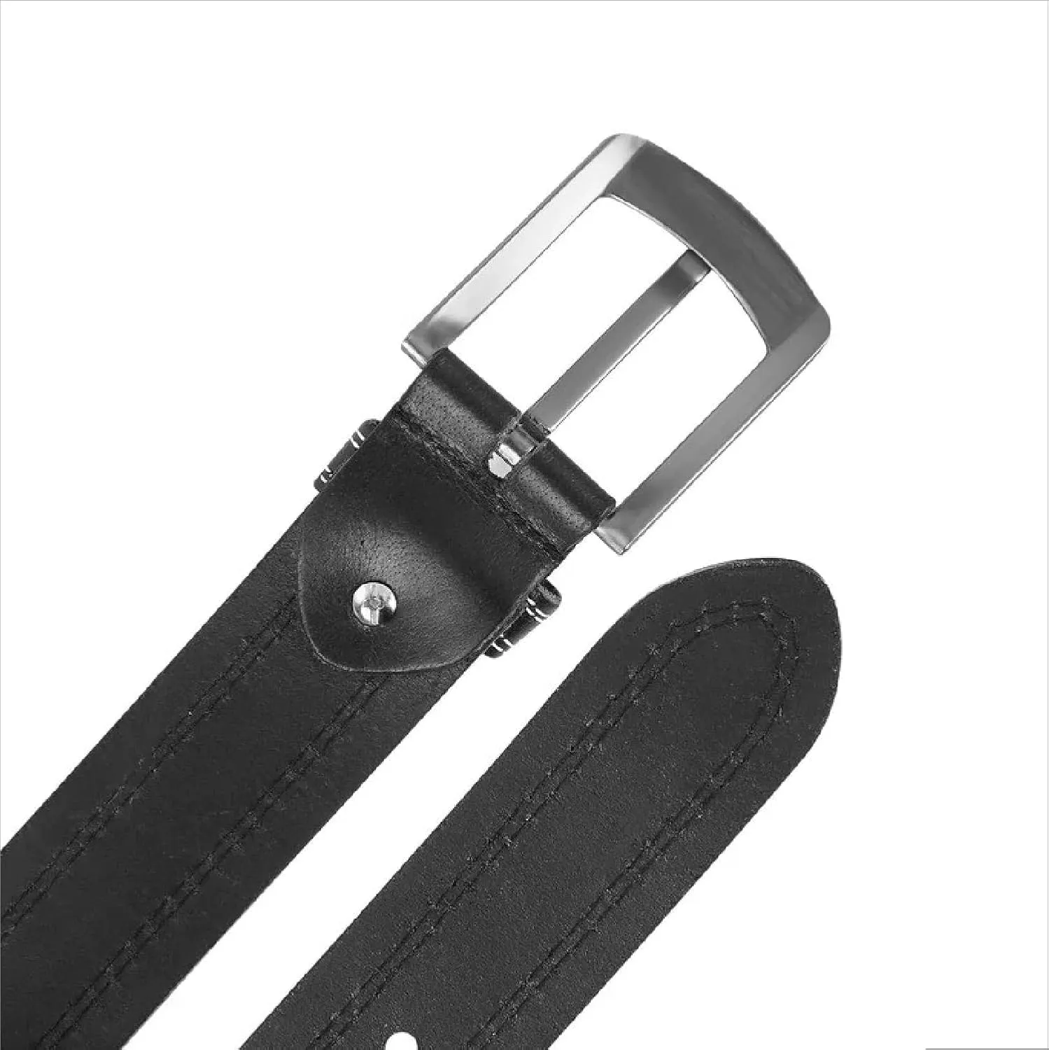 Berreri Mens Genuine Leather Belt Men with Strong Metal Buckle - Durable Double Stitching Mens Leather Belt