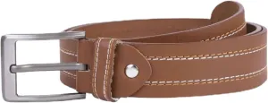 Berreri Mens Genuine Leather Belt Men with Strong Metal Buckle - Durable Double Stitching Mens Leather Belt