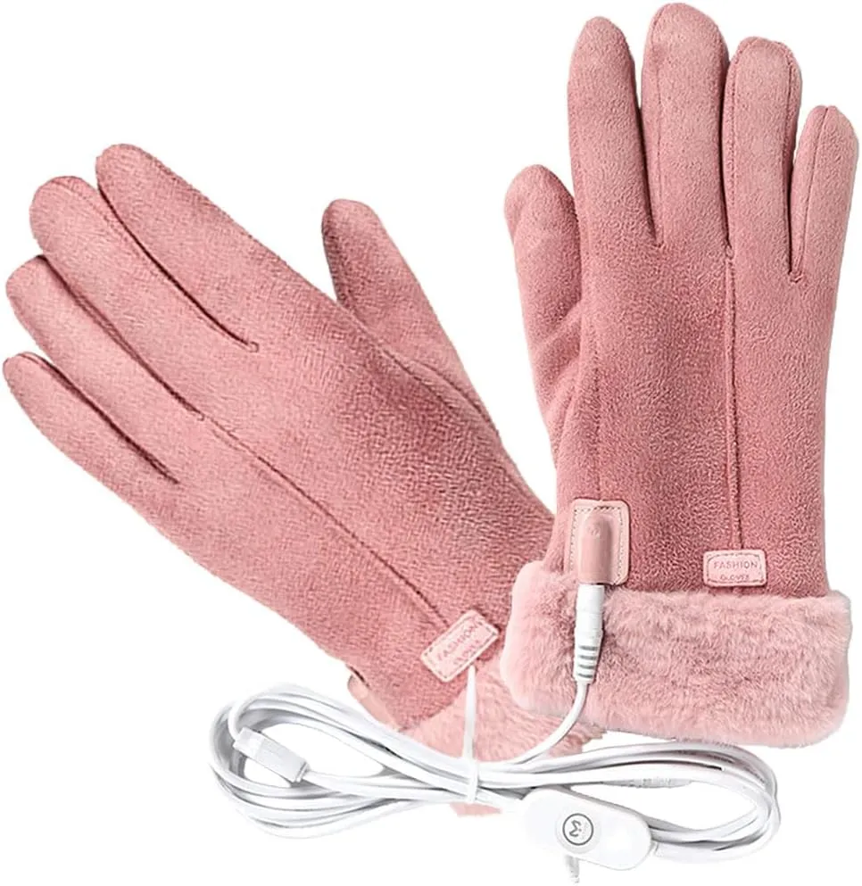 BESPORTBLE USB Heated Gloves for Women: USB Hand Warmer Gloves Winter Warm Heated Gloves, Pink Heating Gloves for Outdoor Walking