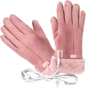 BESPORTBLE USB Heated Gloves for Women: USB Hand Warmer Gloves Winter Warm Heated Gloves, Pink Heating Gloves for Outdoor Walking