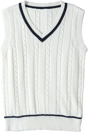 Blostirno Womens Sweater Vest V Neck JK Uniform Kint Vests Solid Classic Sleeveless Pullover Sweaters Tops