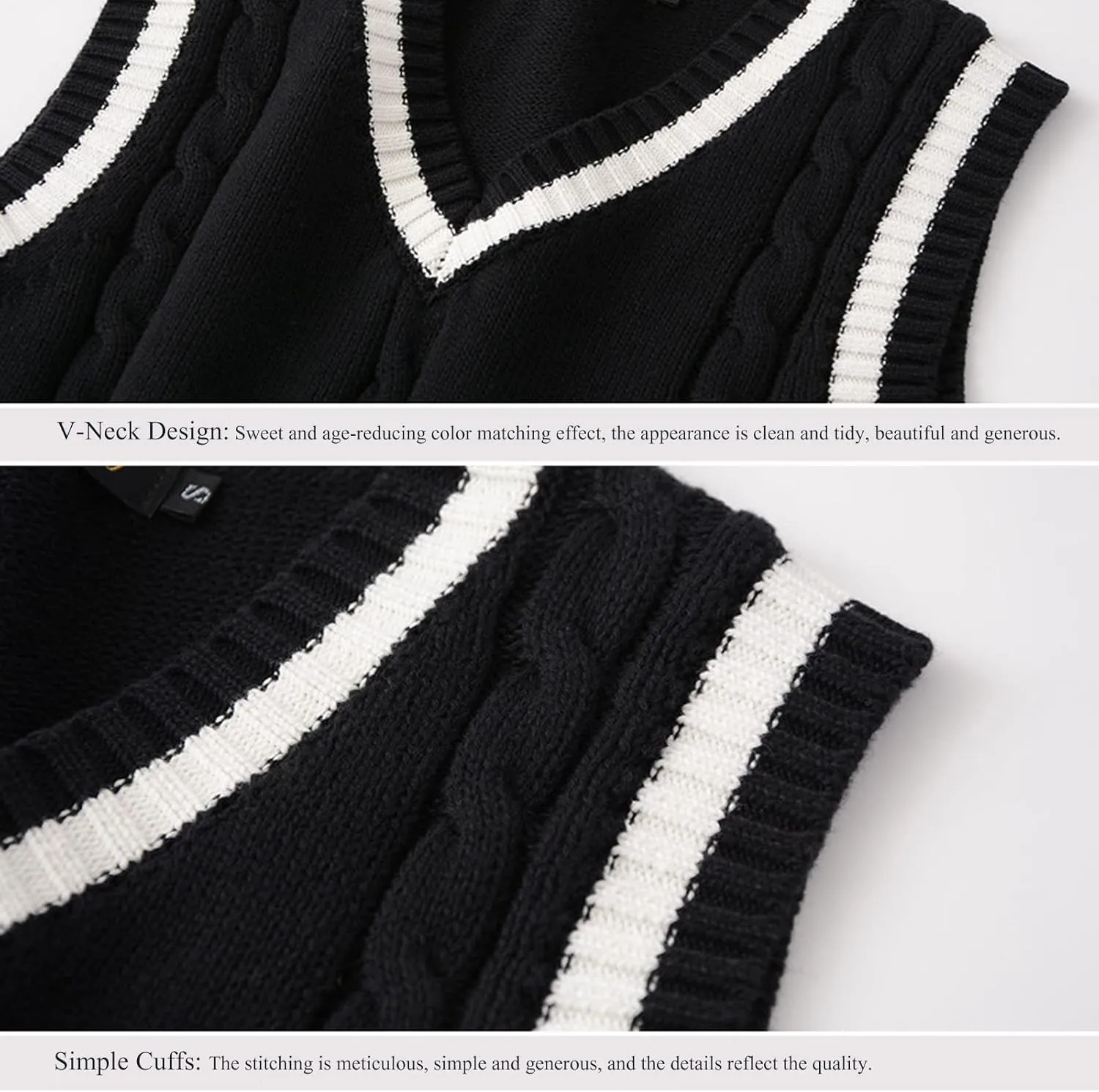 Blostirno Women’s Sweater Vest V Neck JK Uniform Kint Vests Solid Classic Sleeveless Pullover Sweaters Tops