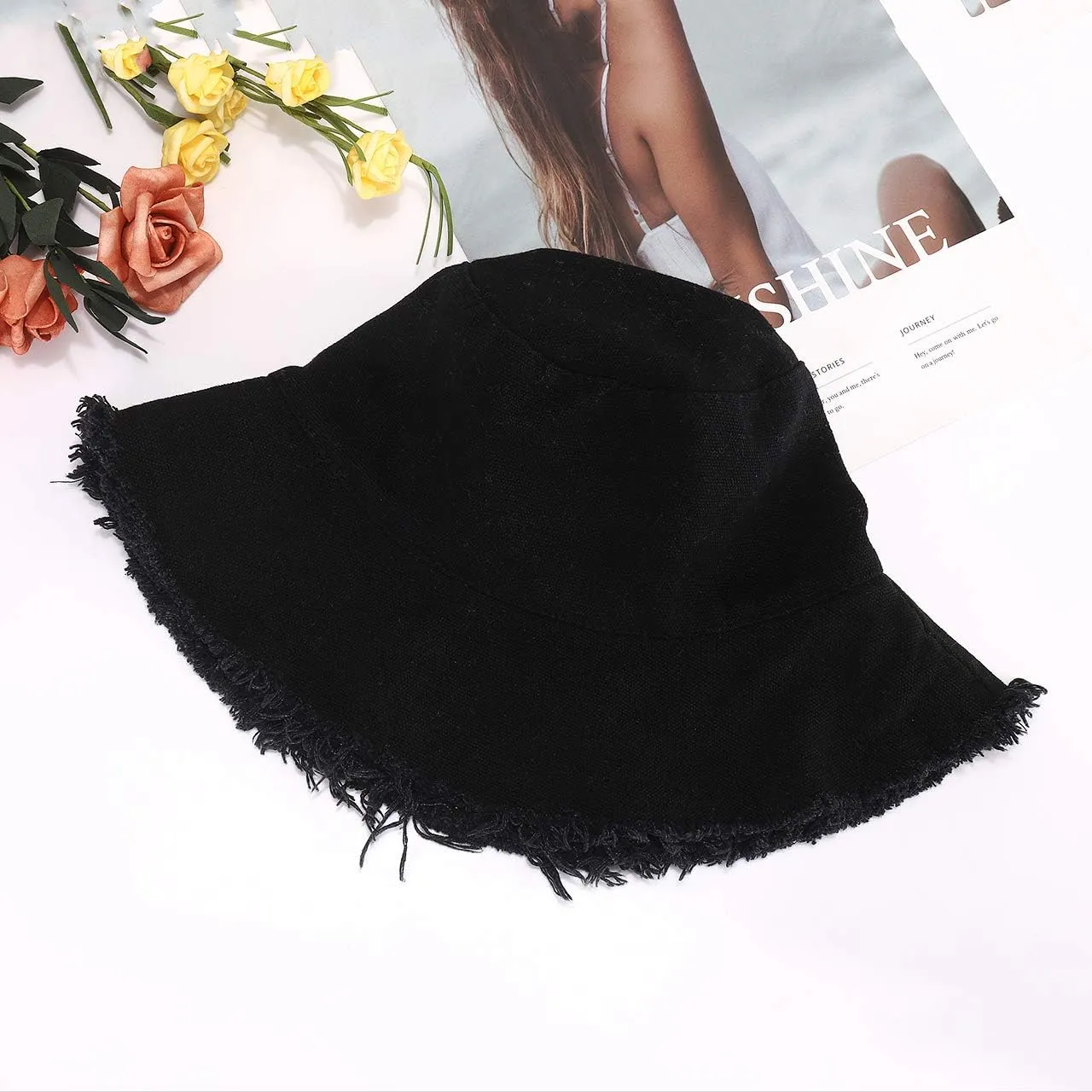 boderier Sun Hats for Women Summer Casual Wide Brim Cotton Bucket Hat Beach Vacation Travel Accessories