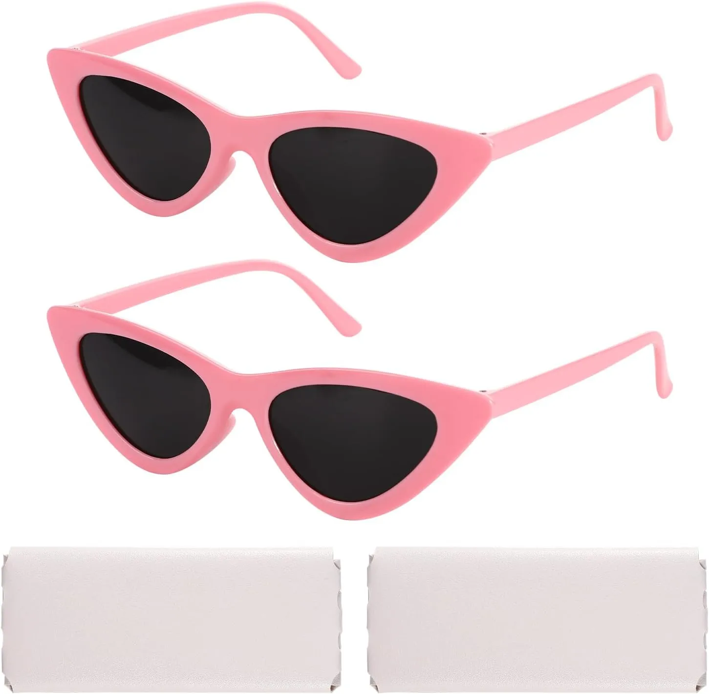 BOXOB 2pcs Cat Eye Sunglasses for Women Sunglasses Retro Cat Eye Sunglasses for Bachelorette Party with Sunglasses Pouches